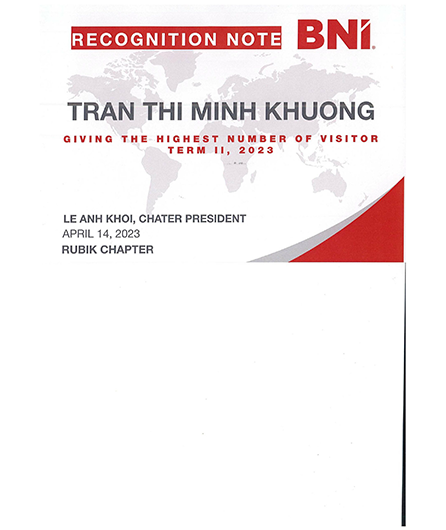 Giải thưởng của BNI