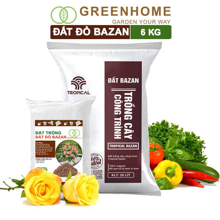 Đất Đỏ Bazan, Bao 20 Lít (12kg), Đất Trồng Cây, Bổ Sung Phân Hữu Cơ, Vi Sinh Trồng Hoa Hồng, Kiểng Lá, Rau