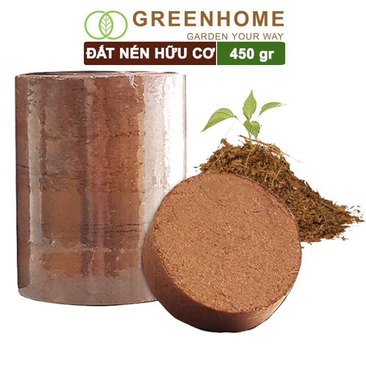 Đất Nén Hữu Cơ, 450gr, Mụn Sơ Dừa Bánh Lớn Đã Qua Xử Lý, Nở Gấp 5 Lần, Trồng Rau, Trộn Giá Thể Trồng Cây