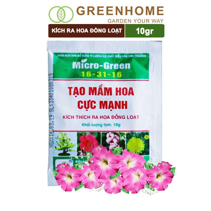 Phân Bón Ra Hoa, Micro Green, Gói 10gr, Tạo Mầm Hoa Cực Mạnh, Thúc Đẩy Ra Hoa Đồng Loạt, Hoa To, Lâu Tàn