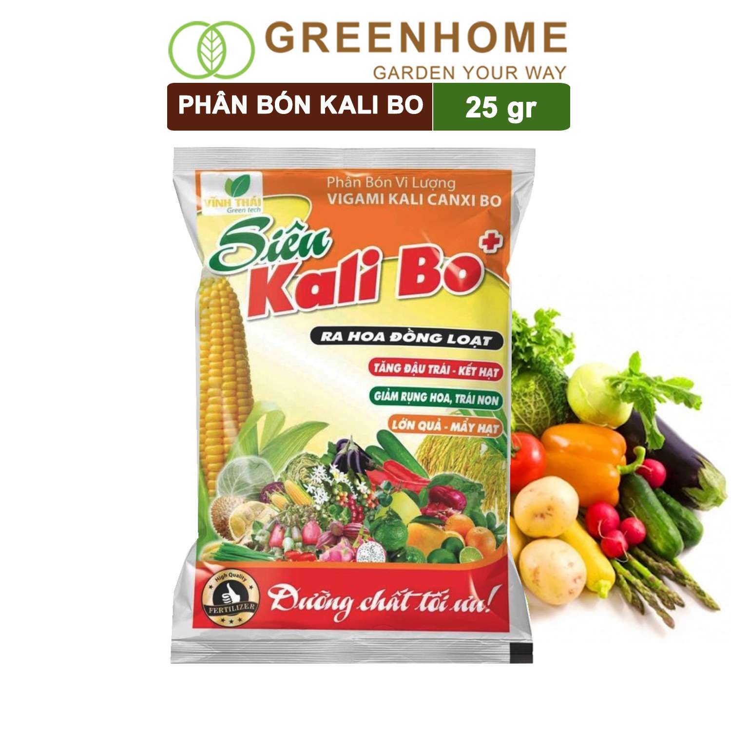 Phân Bón Kali Bo, Gói 25g, Kích Thích Ra Hoa, Giảm Rụng Trại Non, Nuôi Quả To, Chắc Ruột, Tăng Độ Ngọt