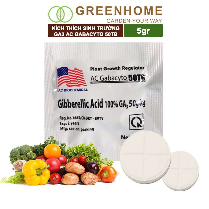 Phân Bón Lá GA3, Viên 5gr, Dạng Sủi Tiết Kiệm, Thúc Đẩy Ra Đọt, Bông Lớn, Trái To