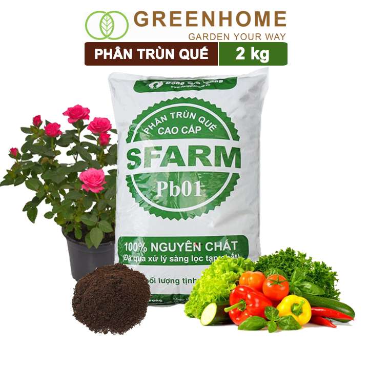 Phân Trùn Quế  Sfarm, Bao 2kg, Dinh Dưỡng Hữu Cơ, Không Mùi, Tốt Cho Lan, Bonsai, Rau, Cây Ăn Trái