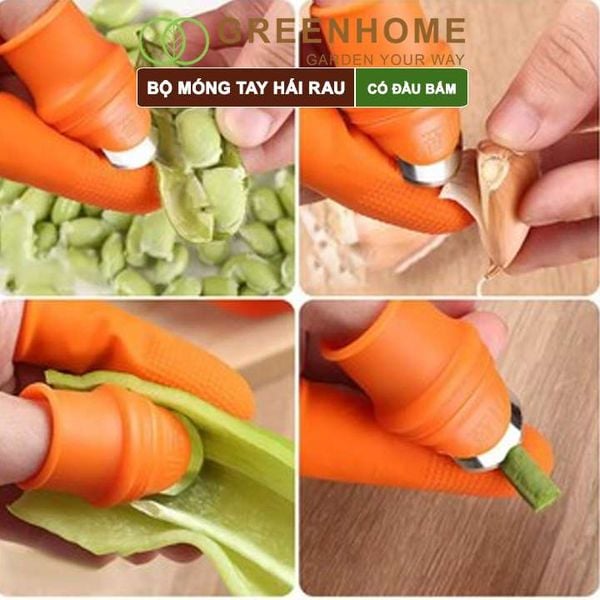 Bộ móng tay hái rau, có đầu bấm, chống bẩn móng tay, ngón cái bấm, cắt rau củ tiện lợi| Greenhome