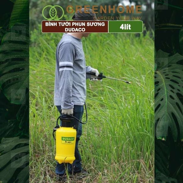 Bình tưới cây phun sương Dudaco, 4 lít, bơm nhẹ tay, 2 chế độ phun tia hoặc xoè, bền, đẹp |Greenhome