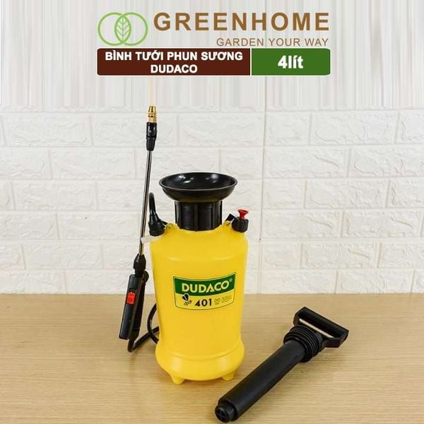 Bình tưới cây phun sương Dudaco, 4 lít, bơm nhẹ tay, 2 chế độ phun tia hoặc xoè, bền, đẹp |Greenhome
