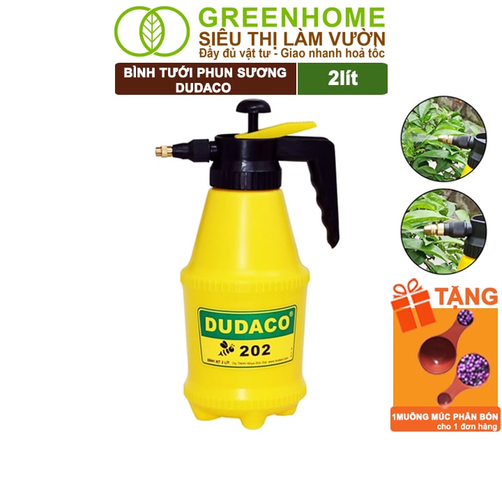 Bình Tưới Cây Dudaco, 2 Lít, Thân Bình Dày, Phun Xa 2 Chế Độ, Bơm Nhẹ Tay, Bình Tưới Cây Phun Sương, Bền, Đẹp