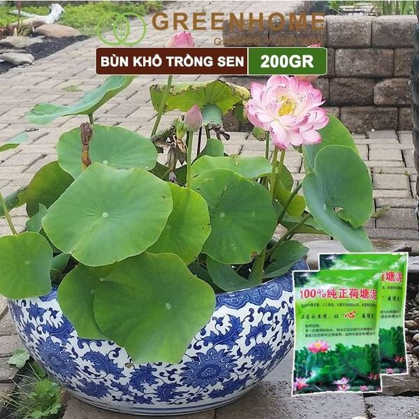 Bùn khô trồng hoa sen, gói 200gr, phù hợp cây thuỷ sinh, ngập nước, cho hoa to, lâu tàn, tốt lá |Greenhome