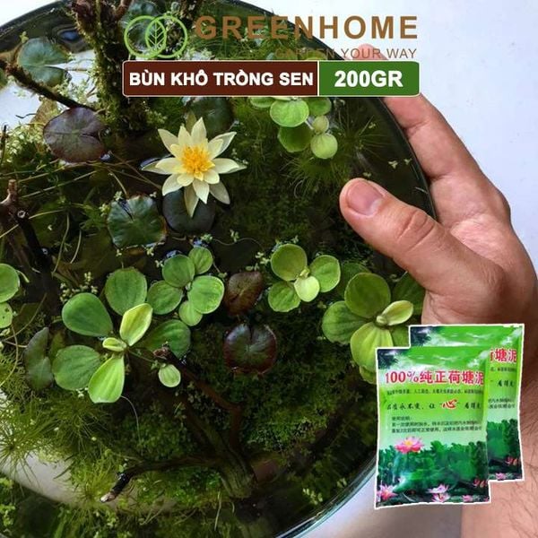 Bùn khô trồng hoa sen, gói 200gr, phù hợp cây thuỷ sinh, ngập nước, cho hoa to, lâu tàn, tốt lá |Greenhome