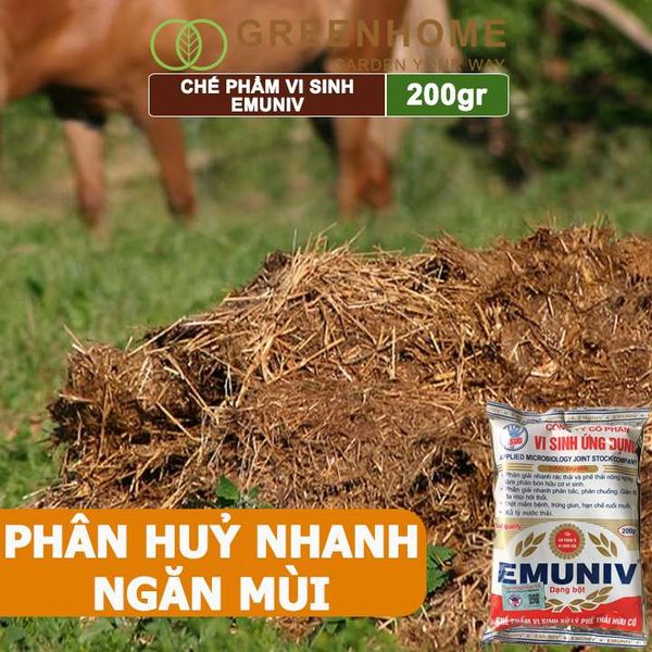 Chế Phẩm Vi Sinh EM Greenhome, Emuniv, Gói 200gr, Dùng Ủ Phân Bón Hữu Cơ, Xử Lý Rác Thải Gia Đình, Phân Huỷ Nhanh, Ngăn Mùi Hôi