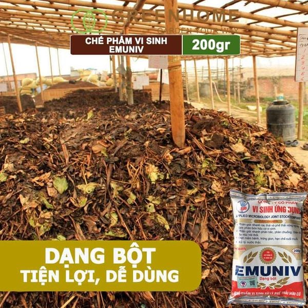 Chế Phẩm Vi Sinh EM Greenhome, Emuniv, Gói 200gr, Dùng Ủ Phân Bón Hữu Cơ, Xử Lý Rác Thải Gia Đình, Phân Huỷ Nhanh, Ngăn Mùi Hôi