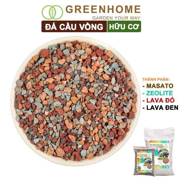 Đá cầu vồng Greenhome, kích rễ, đậm màu, thoát nước tốt, chuyên xương rồng, sen đá, bonsai