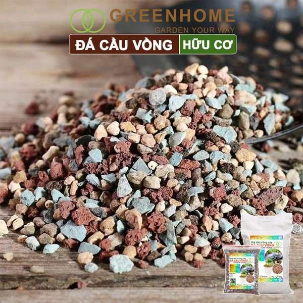 Đá cầu vồng Greenhome, kích rễ, đậm màu, thoát nước tốt, chuyên xương rồng, sen đá, bonsai