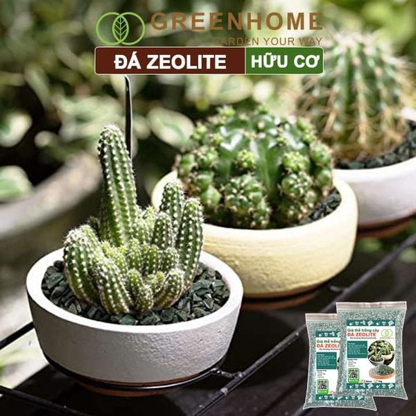 Đá zeolite Greenhome, bao 1kg, size 3-6mm, rãi mặt, giá thể, sen đá, xương rồng, hồ thuỷ sinh