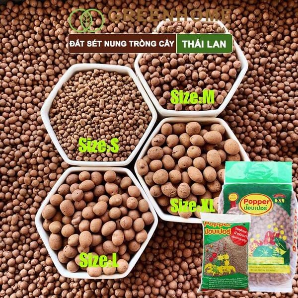 Đất sét nung trồng cây Thái Lan, bao 1lít size S 2-5mm, trồng sen đá, phong lan, sứ, thuỷ canh |Greenhome