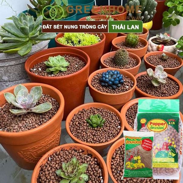 Đất sét nung trồng cây Thái Lan, bao 1lít size S 2-5mm, trồng sen đá, phong lan, sứ, thuỷ canh |Greenhome