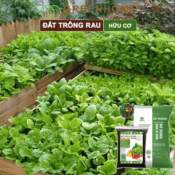 Đất trồng rau Organic, bao 2kg, hữu cơ, đầy đủ dinh dưỡng không cần bổ sung thêm phân bón |Greenhome