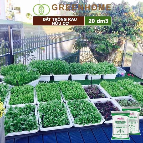 Đất trồng rau Lavamix, bao 20dm3 (8-10kg), hữu cơ, dùng ngay không cần bổ sung thêm phân bón |Greenhome