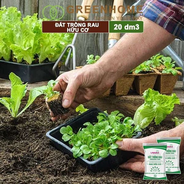 Đất trồng rau Lavamix, bao 20dm3 (8-10kg), hữu cơ, dùng ngay không cần bổ sung thêm phân bón |Greenhome