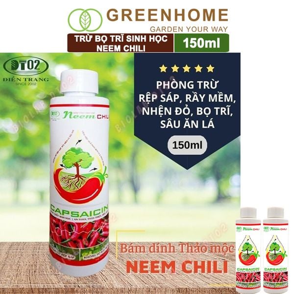Dầu Neem Oil Sinh Học Neem Chill, 150ml, Kết Hợp Tinh Dầu Tỏi, Ớt, Trừ Bọ Trĩ, Nhện Đỏ, Rầy, Rệp Sáp Cho Cây Cảnh, Rau, Hoa Hồng