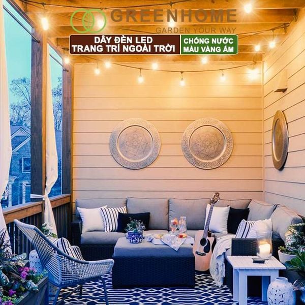 Dây đèn Led trang trí ngoài trời, màu Vàng ấm, chống bụi, chống nước, tiết kiệm điện |Greenhome