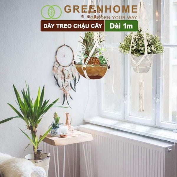 Dây treo chậu cây, dài 1m, sợi cotton đan thủ công, tinh tế, thẩm mỹ cao, phù hợp với các loại chậu |Greenhome