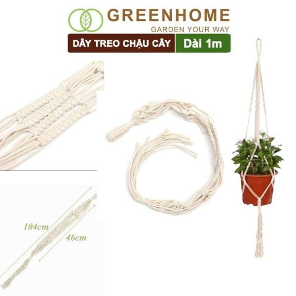 Dây treo chậu cây, dài 1m, sợi cotton đan thủ công, tinh tế, thẩm mỹ cao, phù hợp với các loại chậu |Greenhome