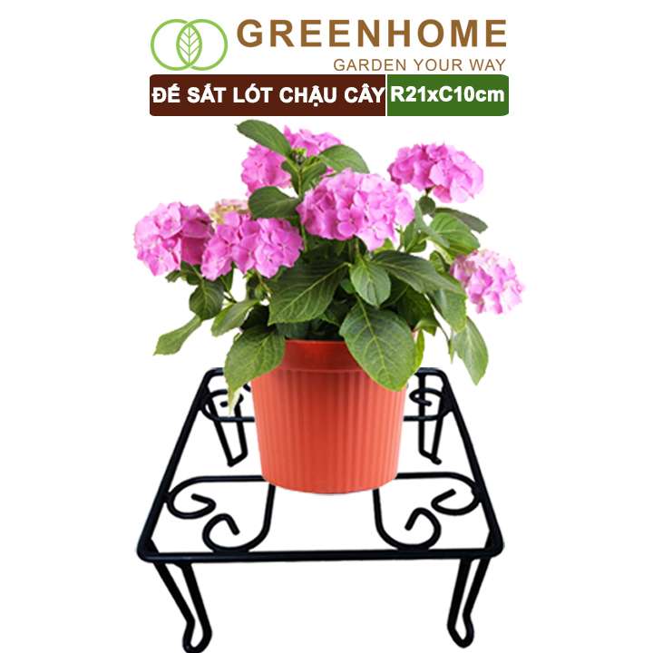 Đế Kê Chậu Cây, R21xC10cm, Bằng Sắt Sơn Tĩnh Điện, Màu Đen, Uốn Mỹ Nghệ, Bền, Đẹp, Nhiều Hình Dạng Lựa Chọn