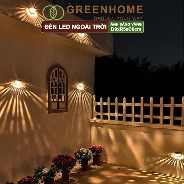 Đèn led năng lượng mặt trời, D9xR5xC6cm, ánh sáng vàng , trang trí sân vườn, cầu thang |Greenhome