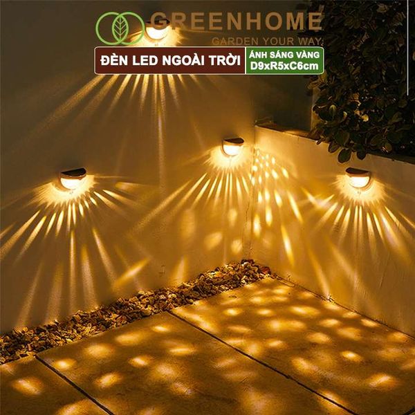 Đèn led năng lượng mặt trời, D9xR5xC6cm, ánh sáng vàng , trang trí sân vườn, cầu thang |Greenhome