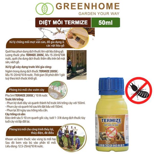 Thuốc Diệt Mối Tận Gốc Termize 200SC, Chai 50ml, Sinh Học Thế Hệ Mới, An Toàn, Không Mùi, Diệt Cả Đàn