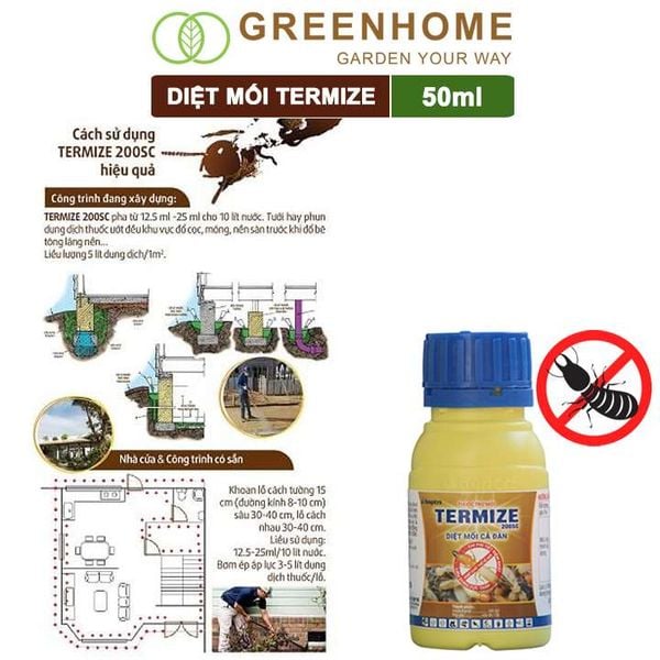 Thuốc Diệt Mối Tận Gốc Termize 200SC, Chai 50ml, Sinh Học Thế Hệ Mới, An Toàn, Không Mùi, Diệt Cả Đàn