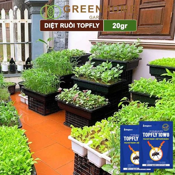 Thuốc diệt ruồi Topfly 10wg Greenhome, gói 20gr, thu hút manh, diệt ruồi nhanh, hiệu quả, an toàn, tiết kiệm
