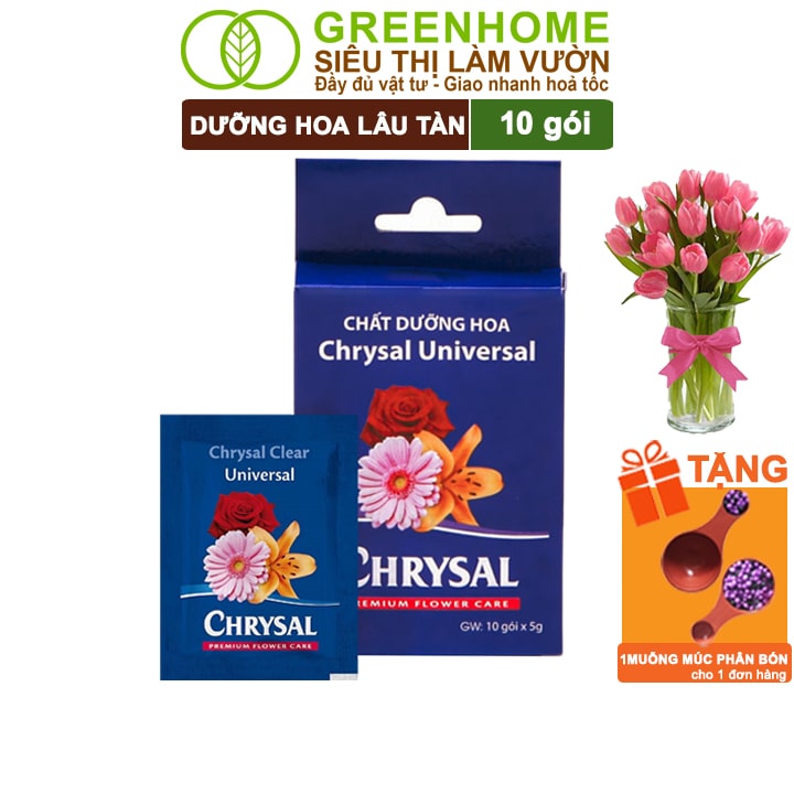 Dưỡng Hoa Lâu Tàn Chrysal, Phân Bón Cho Hoa Cắt Cành, Gói 5gr, Lâu Tàn, Nở Bông To, Không Bị Hôi Nước