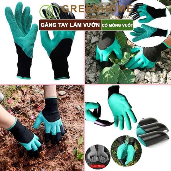 Găng tay làm vườn, có móng vuốt, ,độ bền cao, chống thấm nước, đào, xới đất, dễ vệ sinh, nhiều màu lựa chọn |Greenhome