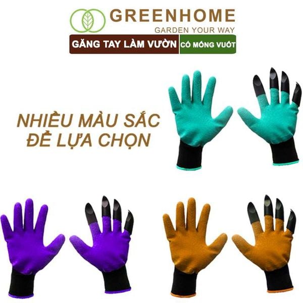 Găng tay làm vườn, có móng vuốt, ,độ bền cao, chống thấm nước, đào, xới đất, dễ vệ sinh, nhiều màu lựa chọn |Greenhome