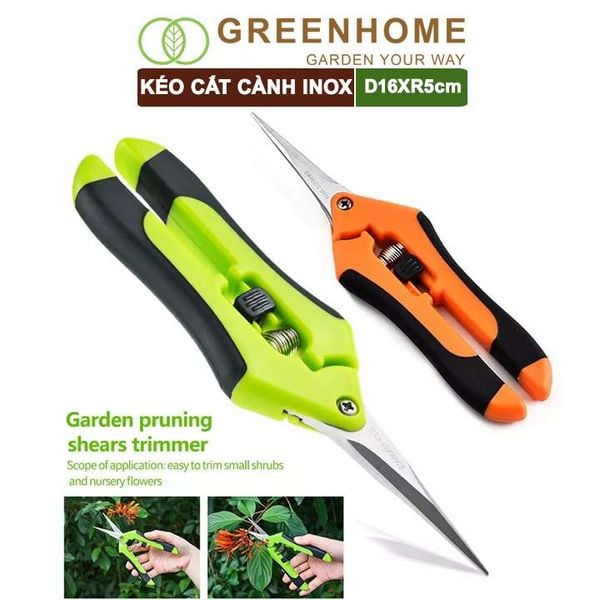 Kéo cắt cành, D15,5xR4,5cm, inox, mũi nhọn, màu đỏ, siêu bén, không gỉ, có khoá an toàn |Greenhome