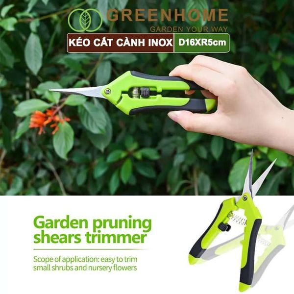 Kéo cắt cành, D15,5xR4,5cm, inox, mũi nhọn, màu đỏ, siêu bén, không gỉ, có khoá an toàn |Greenhome