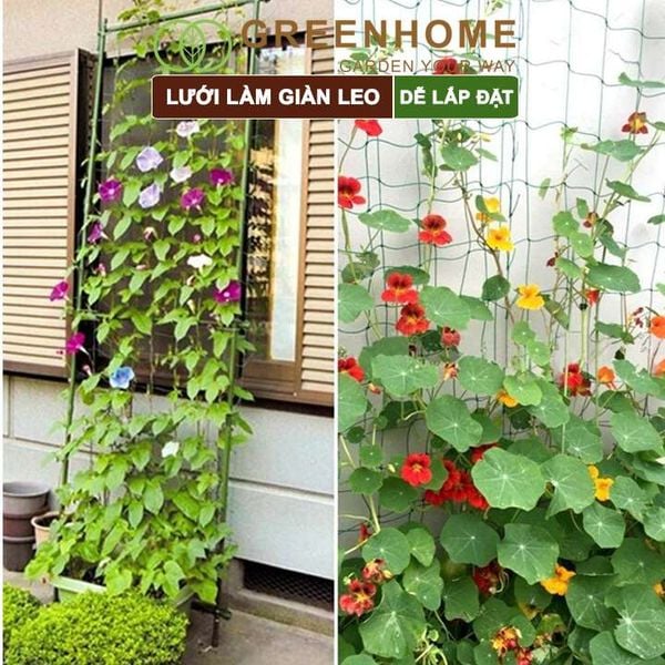 Lưới làm giàn cây leo, độ bền cao, dễ lắp đặt, không viền, làm giàn bầu, mướp, bầu, bí, hoa, nhiều kích thước |Greenhome