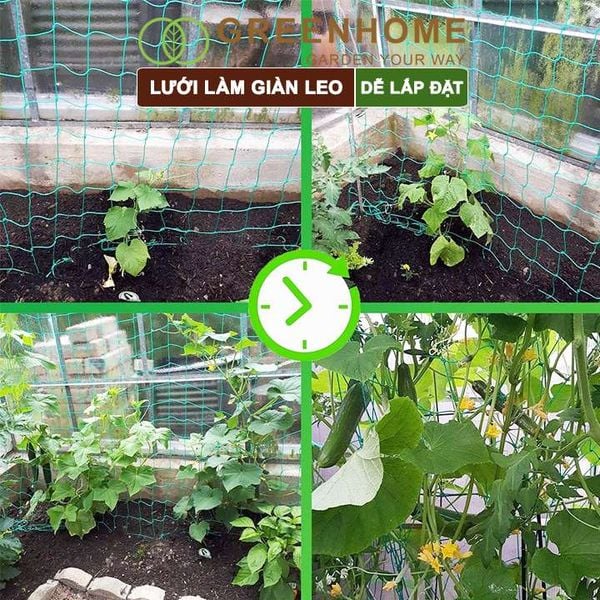 Lưới làm giàn cây leo, độ bền cao, dễ lắp đặt, không viền, làm giàn bầu, mướp, bầu, bí, hoa, nhiều kích thước |Greenhome