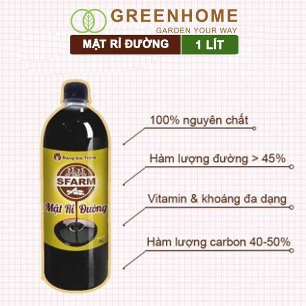 Mật rỉ đường Sfarm, chai 1lít - Ủ dịch chuối, nuôi cấy vi sinh, ủ phân hữu cơ, cải tạo đất |Greenhome