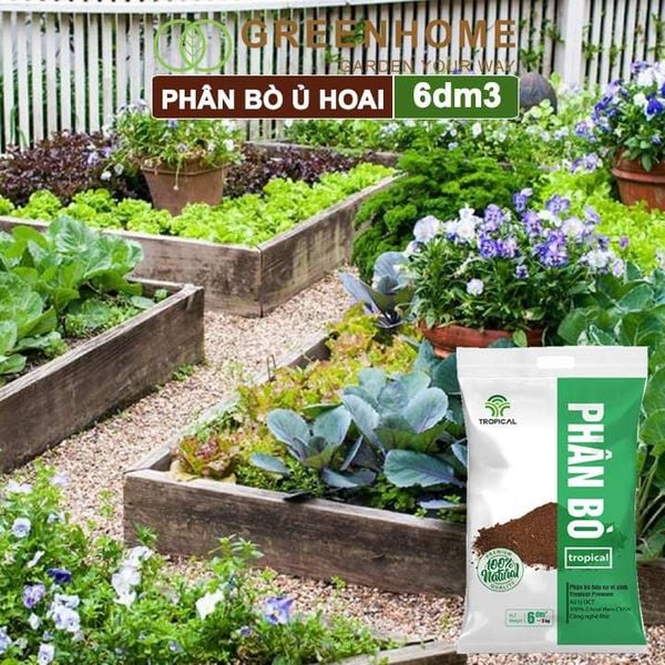 Phân bò ủ hoai cao cấp Tropical, bao 6dm3, đã qua xử lý, không mùi hôi, hữu cơ tiện lợi |Greenhome