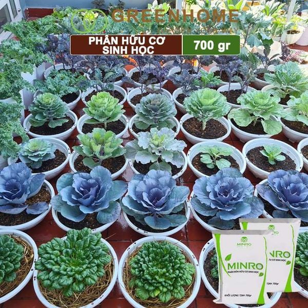 Phân bón hữu cơ sinh học Minro, bao 700g, chuyên hoa hồng, lan, cây cảnh, giúp cây khoẻ, ổn định |Greenhome