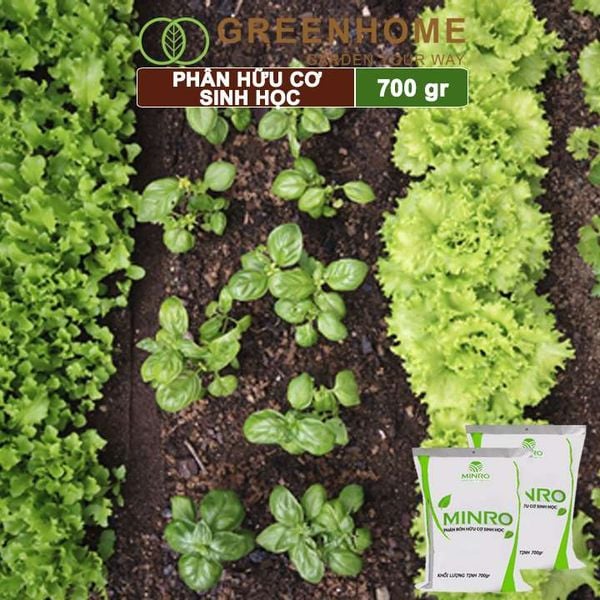 Phân bón hữu cơ sinh học Minro, bao 700g, chuyên hoa hồng, lan, cây cảnh, giúp cây khoẻ, ổn định |Greenhome