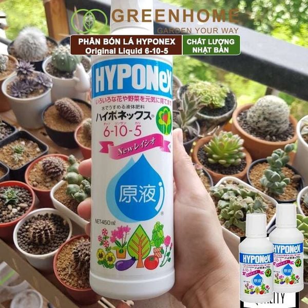 Phân bón lá Nhật, Hyponex, Original Liquid 6-10-5, chai 160ml cho rau, hoa, kiểng lá, kích mầm, chồi |Greenhome