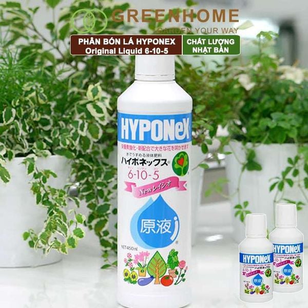 Phân bón lá Nhật, Hyponex, Original Liquid 6-10-5, chai 160ml cho rau, hoa, kiểng lá, kích mầm, chồi |Greenhome