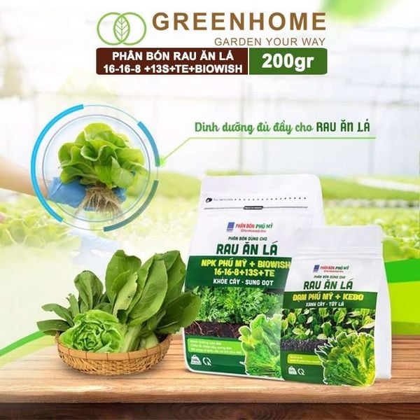 Phân bón Greenhome NPK phú mỹ cho rau ăn lá, củ, quả, cây ăn trái, hoa, dinh dưỡng cân đối, chắc rễ, khoẻ cây, sung đọt