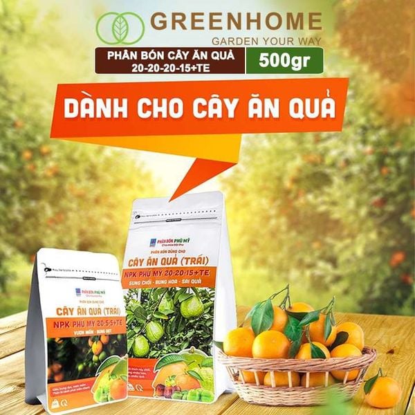Phân bón Greenhome NPK phú mỹ cho rau ăn lá, củ, quả, cây ăn trái, hoa, dinh dưỡng cân đối, chắc rễ, khoẻ cây, sung đọt