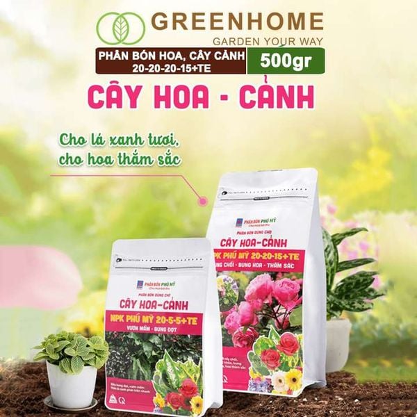 Phân bón Greenhome NPK phú mỹ cho rau ăn lá, củ, quả, cây ăn trái, hoa, dinh dưỡng cân đối, chắc rễ, khoẻ cây, sung đọt