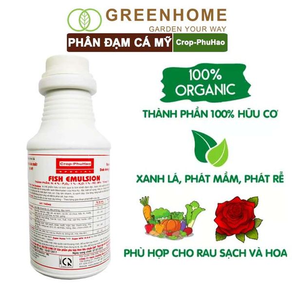 Phân đạm cá Mỹ, Fish Emulsion, đậm đặc, hữu cơ cho hoa hồng, rau sạch, cây cảnh, kiểng lá |Greenhome